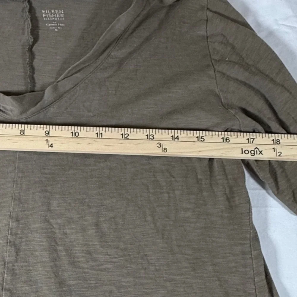 Eileen Fisher Garnet Hill Organic Pima Cotton V-Neck Sleepwear Top Brown Medium